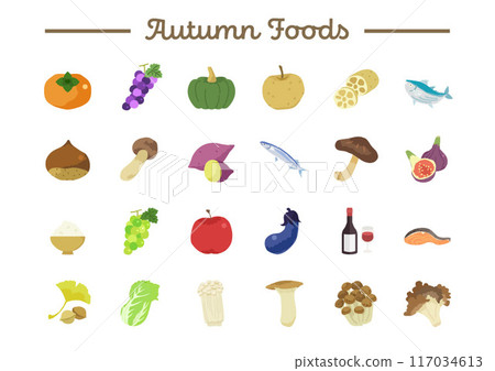Autumn taste illustration material set _ (food ingredients food vector) 117034613