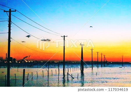 Beautiful evening scenery at Egawa Coast 117034619