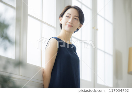 A woman who feels moisturized A woman who feels moisturized 117034792