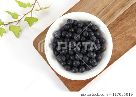 盤子裡的新鮮藍莓 盤子裡的新鮮藍莓 117035019