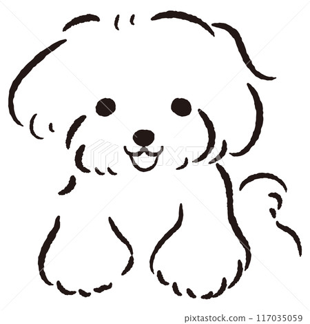Hand-drawn illustration of a dog peeking out Hand-drawn illustration of a dog peeking out 117035059