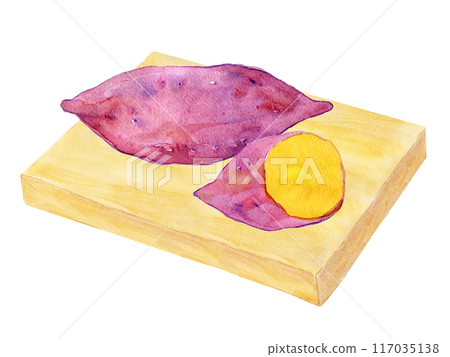 切板上的水彩插圖紅薯 切板上的水彩插圖紅薯 117035138