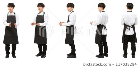 男圍裙咖啡館店員全身鏤空素材 117035284