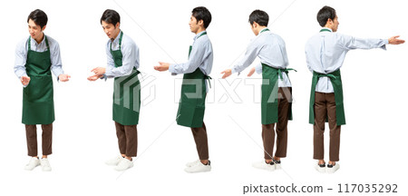 Cafe staff apron male full body cutout 117035292