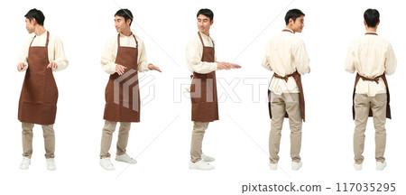 Shop assistant male apron full body cutout 117035295