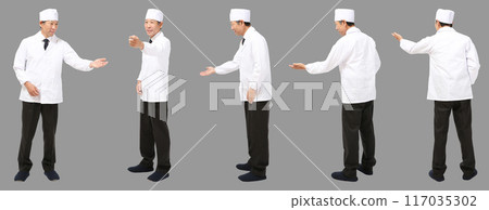 Sushi chef staff male full body cutout 117035302