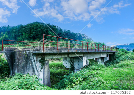 Imabukuro Bridge on the Imabukuro Line of the legendary Hirohama Railway, connecting Hiroshima and Hamada Imabukuro Bridge on the Imabukuro Line of the legendary Hirohama Railway, connecting Hiroshima and Hamada 117035392