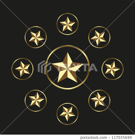 Luxury Stars in a circle premium vector, Gold, top value of Vector Sign Illustration in black background 117035699