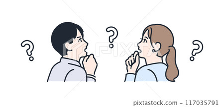 Thinking, worried, business person, profile, color illustration Thinking, worried, business person, profile, color illustration 117035791