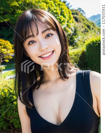 Portrait of a young woman in nature Portrait of a young woman in nature 117035931