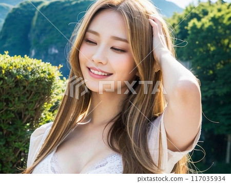 Portrait of a young woman in nature 117035934