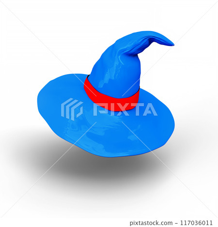 Witch Wizard Magic Hat Isolated on White Background. 3D Illustration. File with Clipping Path. 117036011