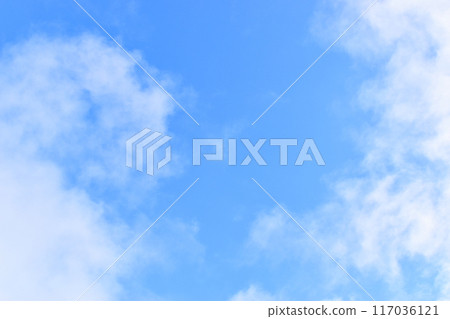 beautiful blue sky with white cloud, natural background in springtime 117036121