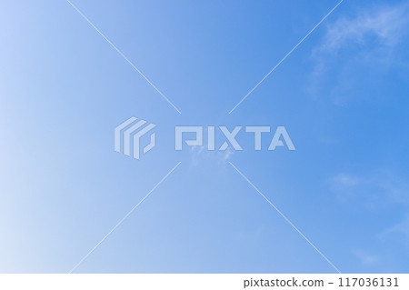 beautiful blue sky and white fluffy cloud with sunrise in the morning, natural background 117036131