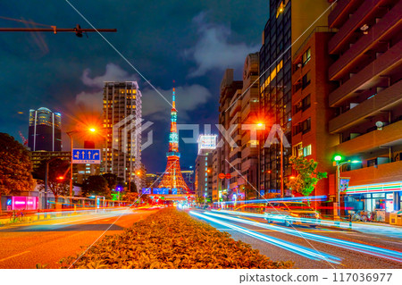 東京夜景/東京鐵塔和1號國道2024 東京夜景/東京鐵塔和1號國道2024 117036977