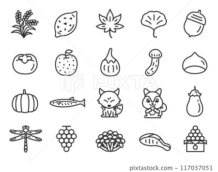 Autumn icon (line drawing) illustration set 117037051