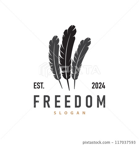Feather Logo Design Minimalist Vector Template 117037593