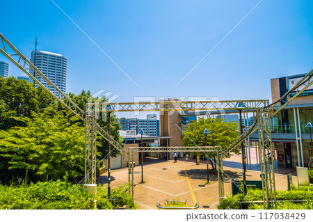 Yokohama cityscape in July, Japan. View of the west exit of Higashi-Totsuka Station in Totsuka Ward, Yokohama City. You can also see the high-rise apartment buildings at the east exit. (22nd) 117038429