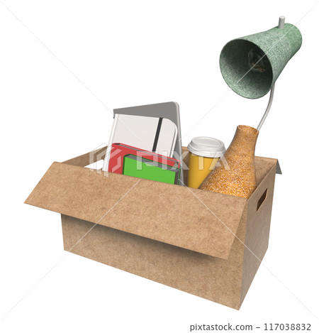 The equipment in paper Box for Layoff concept 3d rendering. 117038832