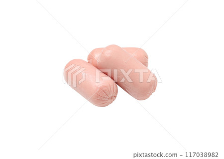PNG,Small sausages, isolated on white background 117038982