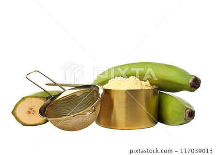PNG, Banana flour, isolated on white background PNG, Banana flour, isolated on white background 117039013