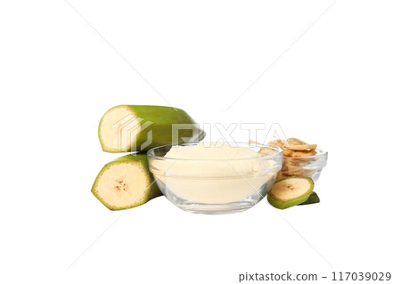 PNG, Banana flour, isolated on white background PNG, Banana flour, isolated on white background 117039029