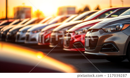 二手車商店裡排隊的汽車 二手車商店裡排隊的汽車 117039287