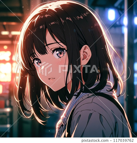 woman looking at night view 117039762