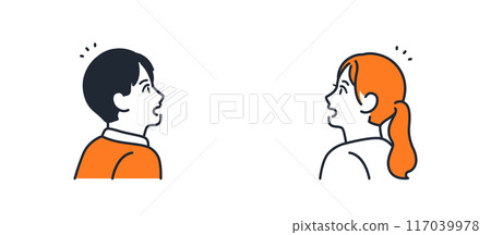 Simple vector illustration of a young couple who realizes 117039978