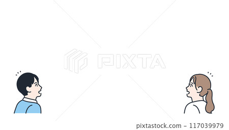 A young couple's profile color illustration 117039979