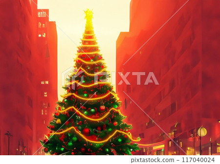 Image of a city and a Christmas tree 117040024