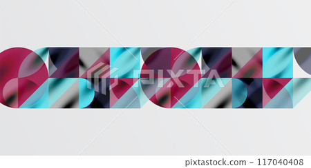 Triangles, round triangles and circles techno art. Vector Illustration For Wallpaper, Banner, Background, Card, Book Illustration, landing page Triangles, round triangles and circles techno art. Vector Illustration For Wallpaper, Banner, Background, Card, Book Illustration, landing page 117040408