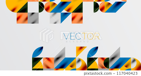 Triangles, round triangles and circles techno art. Vector Illustration For Wallpaper, Banner, Background, Card, Book Illustration, landing page Triangles, round triangles and circles techno art. Vector Illustration For Wallpaper, Banner, Background, Card, Book Illustration, landing page 117040423