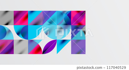 Triangles, round triangles and circles techno art. Vector Illustration For Wallpaper, Banner, Background, Card, Book Illustration, landing page Triangles, round triangles and circles techno art. Vector Illustration For Wallpaper, Banner, Background, Card, Book Illustration, landing page 117040529