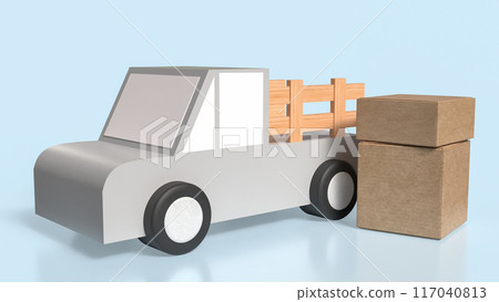 The Van truck and box for transport concept 3d rendering. 117040813