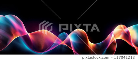 Colorful neon curves on a black background 117041218