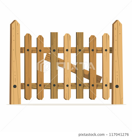 Weathered wooden fence panels, isolated white, natural planks, rustic look. Broken fence section, exposed nails, wornout condition, isolated white. Wooden barrier Weathered wooden fence panels, isolated white, natural planks, rustic look. Broken fence section, exposed nails, wornout condition, isolated white. Wooden barrier 117041276