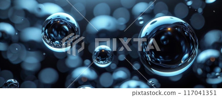 Close-up of black bubbles floating in the air 117041351