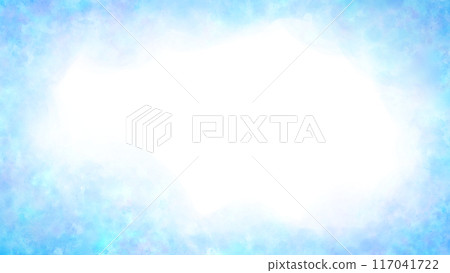 藍色水彩框白底透明16:9 117041722