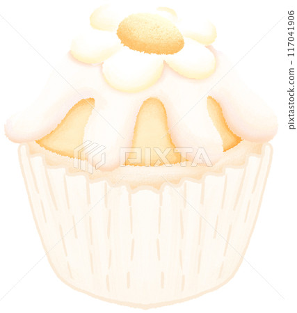 Cute cupcakes with cream, daisies and honey. 117041906