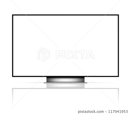 Realistic tv screen. Blank television template with reflection. Realistic tv screen. Blank television template with reflection. 117041953