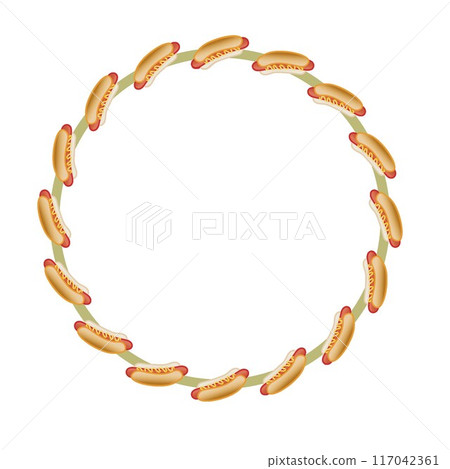 Hot dog circular decorative frame illustration Hot dog circular decorative frame illustration 117042361