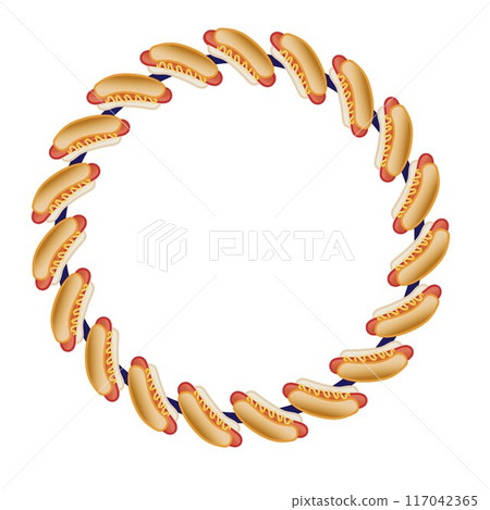 Hot dog circular decorative frame illustration Hot dog circular decorative frame illustration 117042365