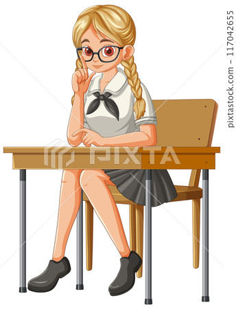 Student Sitting at Desk 117042655