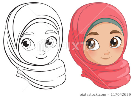Smiling Muslim Girl Illustration 117042659