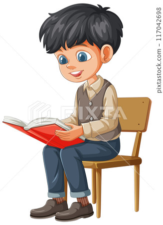 Young Boy Reading a Book 117042698