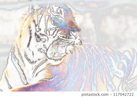 Pastel-toned "Sumatran tiger" illustration image 117042722