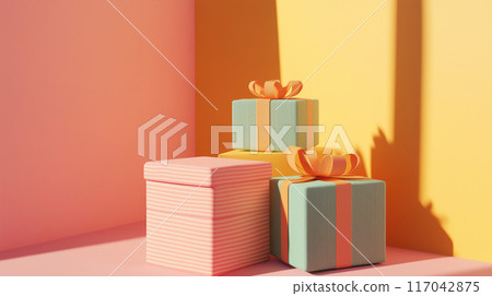Presents, gifts and shopping 3d illustration Presents, gifts and shopping 3d illustration 117042875