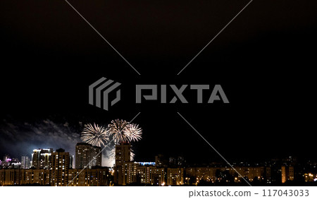 fireworks over night city. 117043033