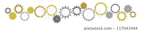 Gear background line horizontal gold, silver and copper color 117043494